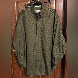 Orvis‎ Green Casual Button Down Shirt with Checkered Pattern Mens Large